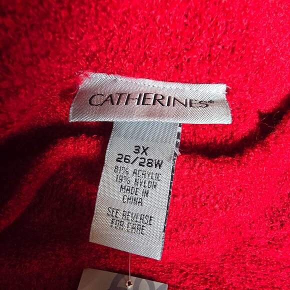 Catherines Red Sweater Bouclé Knit Mockneck Tunic Size 3X 26/28 Plus NWT jj3743 - Picture 9 of 10